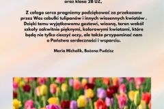 Szanowni Państwo [nazwisko lub imiona rodziców], Z całego serca pragniemy podziękować za Państwa niezwykły dar w postaci cebul tulipanów. Dzięki temu wyjątkowemu gestowi wiosną nasz ogród zakwitnie pięknymi, kolorowymi kwiatami, które będą nie tylko - 1